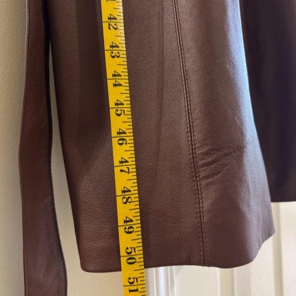 Full Length Brown genuine leather coat size 2x or 3x - Picture 2 of 5
